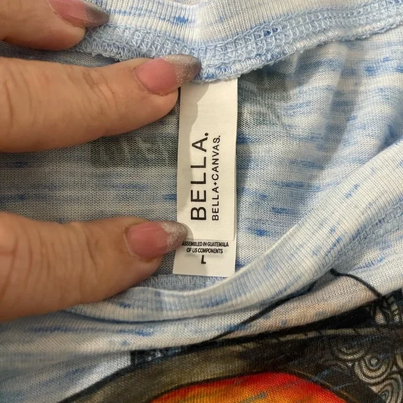 Electro Threads Blue Burn Ying Yang Watercolor Wide Sleeve Top Large - Picture 10 of 11